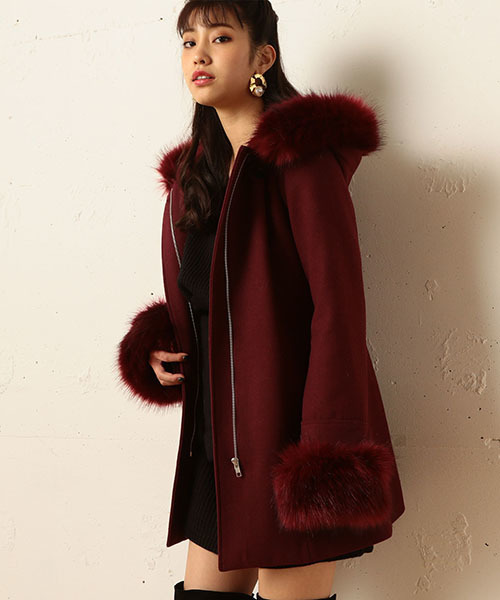 SPIRALGIRL（スパイラルガール）の「フードＺＩＰウールコート（その他アウター・レディース・ブラック/ボルドー/杢グレー・1/2）」の22枚目の写真