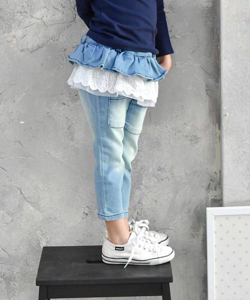 Bee des Bee（ビーデスビー）の「フリル スカート付き デニムパンツ（デニムパンツ・キッズ・サックスブルー・110cm/140cm/90cm/100cm/130cm/120cm）」の3枚目の写真