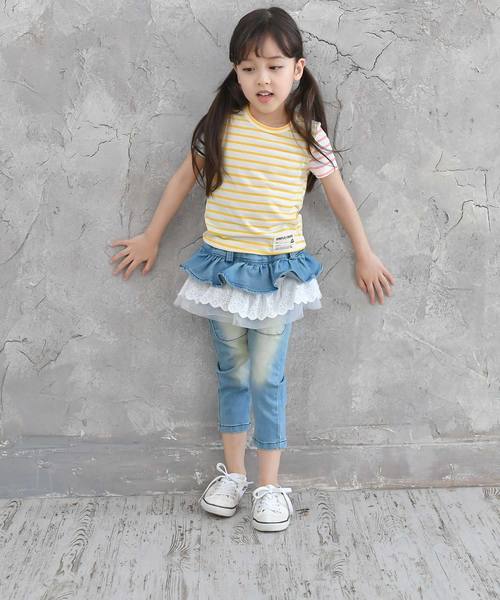 Bee des Bee（ビーデスビー）の「フリル スカート付き デニムパンツ（デニムパンツ・キッズ・サックスブルー・110cm/140cm/90cm/100cm/130cm/120cm）」の4枚目の写真