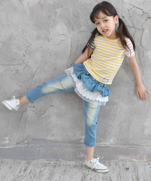 Bee des Bee（ビーデスビー）の「フリル スカート付き デニムパンツ（デニムパンツ・キッズ・サックスブルー・110cm/140cm/90cm/100cm/130cm/120cm）」の5枚目の写真