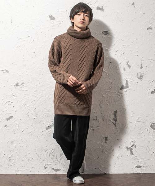 MinoriTY（マイノリティ）の「ローゲージビックタートルニット（ニット/セーター・メンズ・ホワイト/ブラック/ネイビー/モカ・M/L）」の18枚目の写真