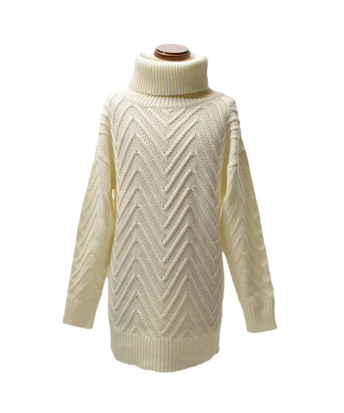 MinoriTY（マイノリティ）の「ローゲージビックタートルニット（ニット/セーター・メンズ・ホワイト/ブラック/ネイビー/モカ・M/L）」の9枚目の写真