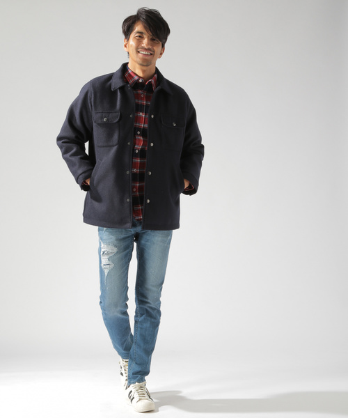 BAYFLOW（ベイフロー）の「ウーリーウラボアコートジャケット（ブルゾン・メンズ・ネイビー/カーキ/ブラック・MEDIUM/SMALL/LARGE）」の6枚目の写真