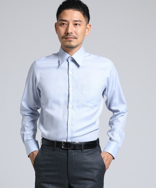 ドレスシャツ Takeo ドビーストライプシャツ メンズ Kikuchi 好評 の