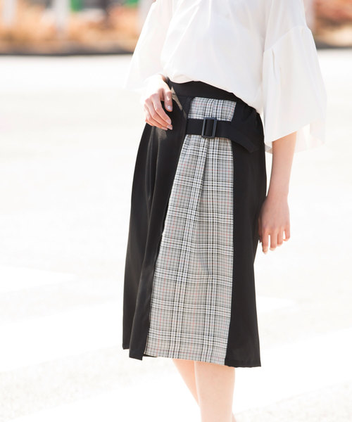Luz Llena（ラズレナ）の「チェック配色タイトスカート（スカート・レディース・ブラック/ベージュ・MEDIUM）」の2枚目の写真
