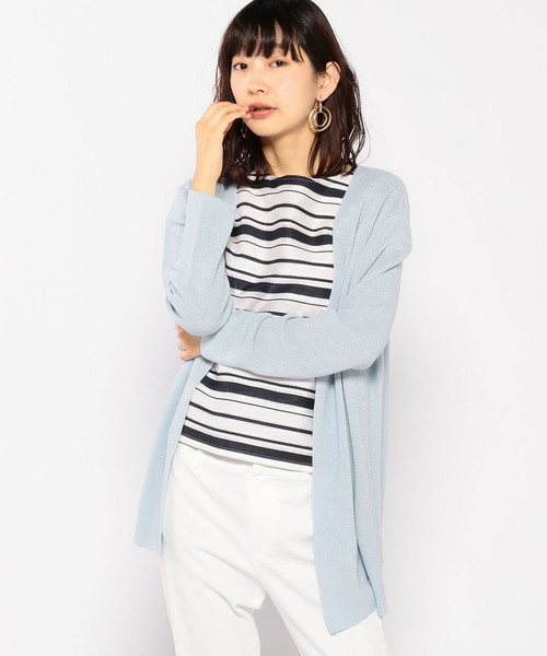 A/C DESIGN BY ALPHA CUBIC（エーシーデザインバイアルファキュービック）の「【カタログ掲載】麻混着流しカーディガン（カーディガン/ボレロ・レディース・サックスブルー/ライトグレー/オフホワイト/ネイビー・M size/L size）」の4枚目の写真