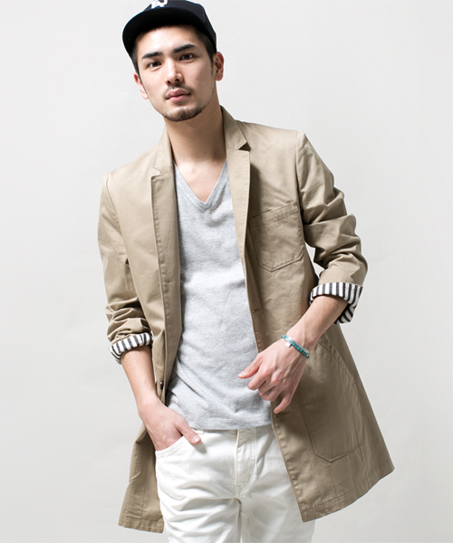 NANO universe（ナノユニバース）の「COOL MAX ツイルショップコート（その他アウター・メンズ・ベージュ/オリーブ/ブルー/ネイビー/マスタード・LARGE/MEDIUM/SMALL）」の2枚目の写真