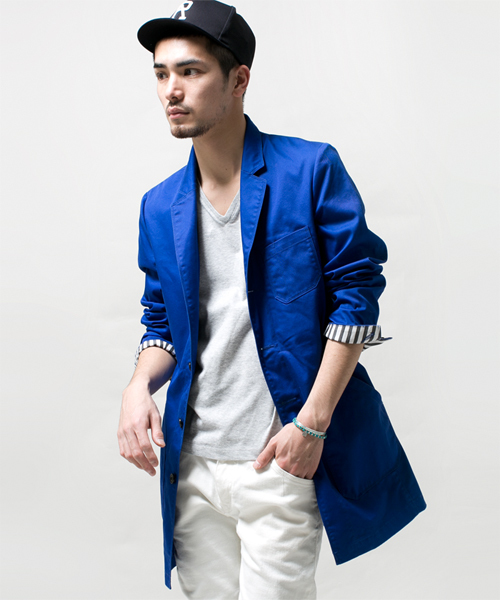 NANO universe（ナノユニバース）の「COOL MAX ツイルショップコート（その他アウター・メンズ・ベージュ/オリーブ/ブルー/ネイビー/マスタード・LARGE/MEDIUM/SMALL）」の4枚目の写真