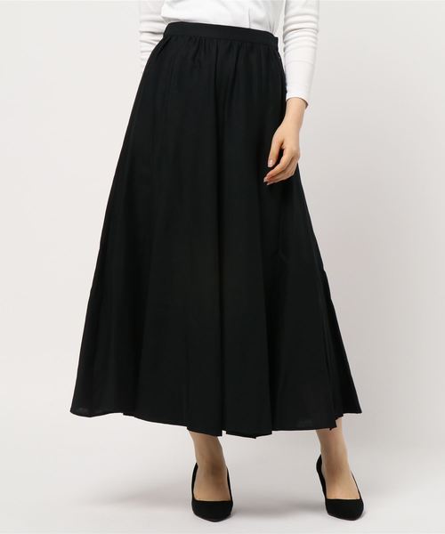 SALON adam et rope'(サロン アダム エ ロペ)の「綿麻ツイルワッシャーフレアスカート(スカート・レディース・ブラック/ベージュ・S/M)」の2枚目の写真