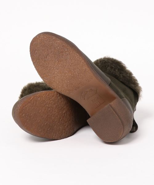 Hina Day Green(ヒナデイグリーン)の「太ヒールふわふわファーショートブーツ(ブーツ・レディース・ダークグレー/ダークカーキ/ブラック・22.5cm/23cm/23.5cm/24cm/24.5cm/25cm/22cm)」の5枚目の写真