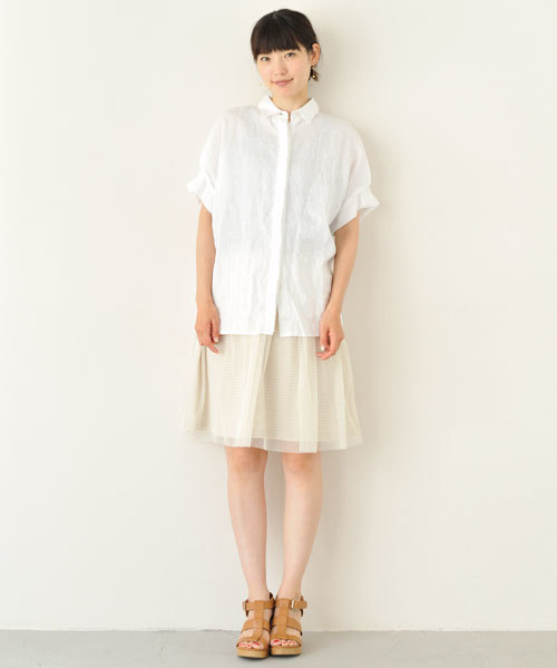 green label relaxing（グリーンレーベルリラクシング）の「[WEB限定]MIELLE（ミエル） BOR チュールスカート ◆（スカート・レディース・ベージュ/ネイビー・FREE）」の14枚目の写真