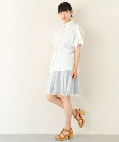 green label relaxing（グリーンレーベルリラクシング）の「[WEB限定]MIELLE（ミエル） BOR チュールスカート ◆（スカート・レディース・ベージュ/ネイビー・FREE）」の8枚目の写真