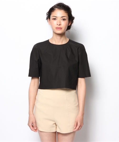 Demi-Luxe BEAMS(デミルクス ビームス)の「Demi-Luxe BEAMS / ストレッチ クロップドプルオーバー(シャツ/ブラウス・レディース・ホワイト/ブラック・36/38)」の5枚目の写真