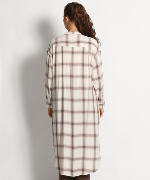 セール】オンブレチェックシャツワンピース（シャツワンピース）｜niko