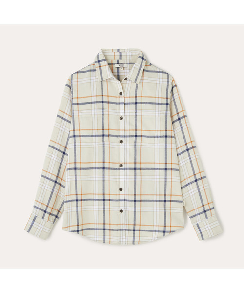 AIGLE（エーグル）の「フランネル 長袖チェックシャツ（シャツ/ブラウス・レディース・オフホワイト/オレンジ/ネイビー・36/38/40）」の6枚目の写真