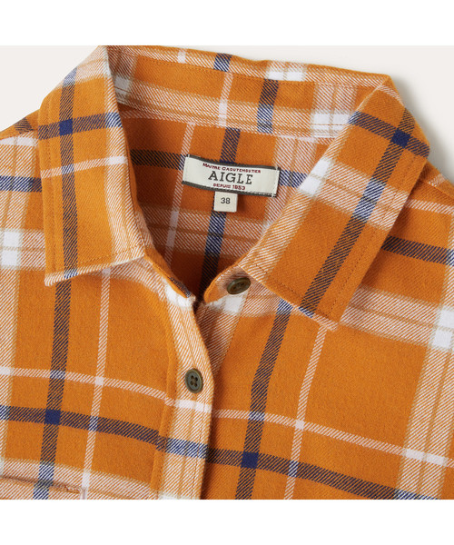AIGLE（エーグル）の「フランネル 長袖チェックシャツ（シャツ/ブラウス・レディース・オフホワイト/オレンジ/ネイビー・36/38/40）」の12枚目の写真
