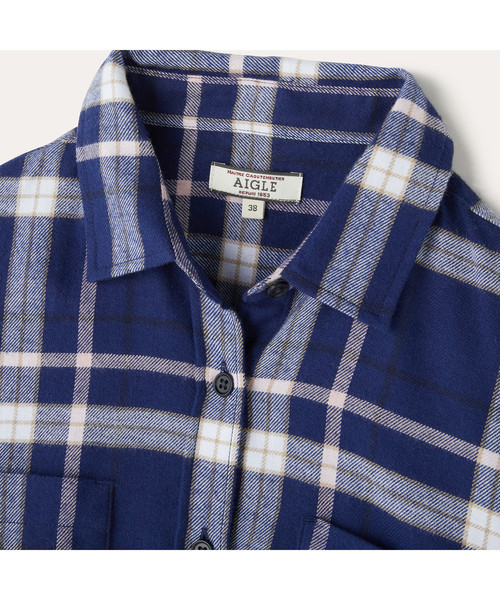 AIGLE（エーグル）の「フランネル 長袖チェックシャツ（シャツ/ブラウス・レディース・オフホワイト/オレンジ/ネイビー・36/38/40）」の17枚目の写真