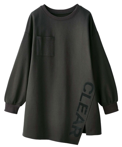 GeeRA（ジーラ）の「ラップデザインビッグロゴチュニック（Tシャツ/カットソー・レディース・ブラック/チャコールグレー/サンドグレー・MEDIUM/LARGE/X-LARGE）」の7枚目の写真