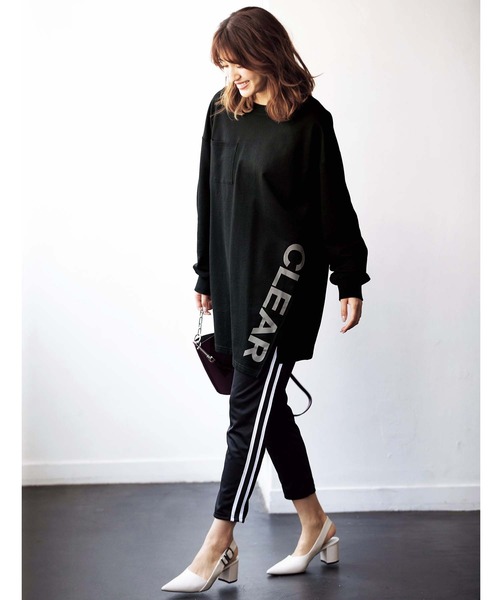 GeeRA（ジーラ）の「ラップデザインビッグロゴチュニック（Tシャツ/カットソー・レディース・ブラック/チャコールグレー/サンドグレー・MEDIUM/LARGE/X-LARGE）」の9枚目の写真