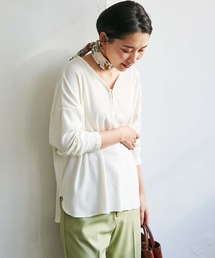 GeeRA（ジーラ）の「ヘンリーネックリブカットソー（Tシャツ/カットソー・レディース）」