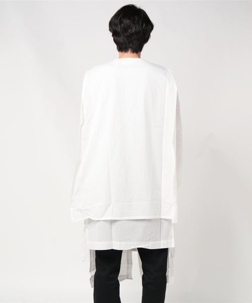 GGD(ジージーディー)の「GGD / 日本製ストールロングシャツコート(シャツ/ブラウス・メンズ・ホワイト/ブラック・FREE)」の3枚目の写真