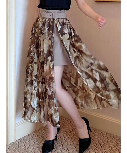 RESEXXY（リゼクシー）の「チュールプリントレイヤードスカート（スカート・レディース・オレンジ/ブルー/ベージュ・FREE）」の2枚目の写真