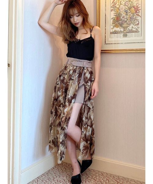 RESEXXY（リゼクシー）の「チュールプリントレイヤードスカート（スカート・レディース・オレンジ/ブルー/ベージュ・FREE）」の6枚目の写真