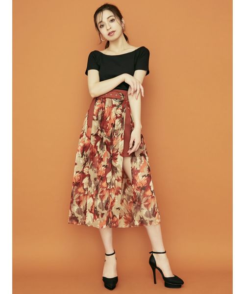 RESEXXY（リゼクシー）の「チュールプリントレイヤードスカート（スカート・レディース・オレンジ/ブルー/ベージュ・FREE）」の8枚目の写真