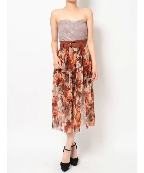 RESEXXY（リゼクシー）の「チュールプリントレイヤードスカート（スカート・レディース・オレンジ/ブルー/ベージュ・FREE）」の12枚目の写真