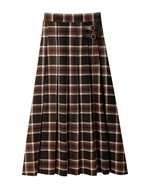 GeeRA(ジーラ)の「合皮ベルトデザインプリーツスカート(スカート・レディース・ブラウン/ブラック/チェック/ネイビー/ベージュ・XX-LARGE/MEDIUM/X-LARGE/LARGE)」の6枚目の写真