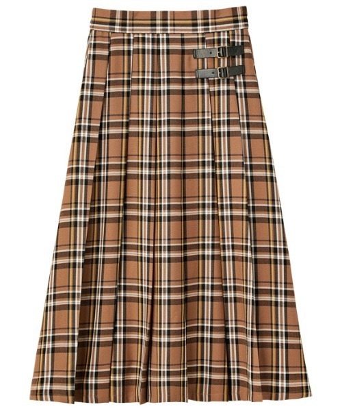 GeeRA(ジーラ)の「合皮ベルトデザインプリーツスカート(スカート・レディース・ブラウン/ブラック/チェック/ネイビー/ベージュ・XX-LARGE/MEDIUM/X-LARGE/LARGE)」の10枚目の写真