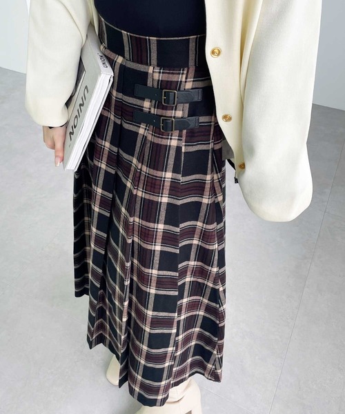 GeeRA(ジーラ)の「合皮ベルトデザインプリーツスカート(スカート・レディース・ブラウン/ブラック/チェック/ネイビー/ベージュ・XX-LARGE/MEDIUM/X-LARGE/LARGE)」の20枚目の写真
