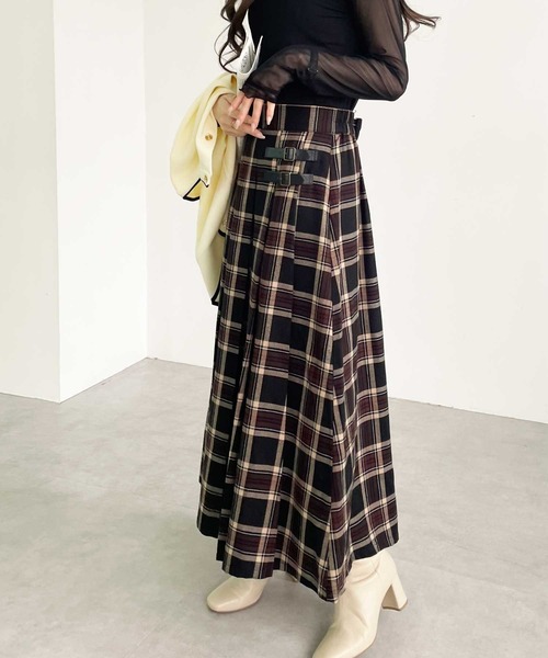 GeeRA(ジーラ)の「合皮ベルトデザインプリーツスカート(スカート・レディース・ブラウン/ブラック/チェック/ネイビー/ベージュ・XX-LARGE/MEDIUM/X-LARGE/LARGE)」の18枚目の写真