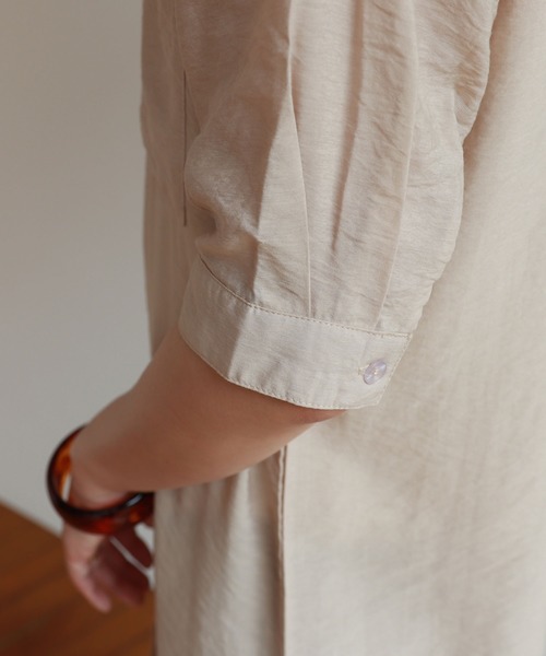 andme（アンドミー）の「シアー半袖アシンメトリーシャツワンピース（シャツワンピース・レディース・オフホワイト/ライトベージュ/ピンク/ブルー・M）」の15枚目の写真