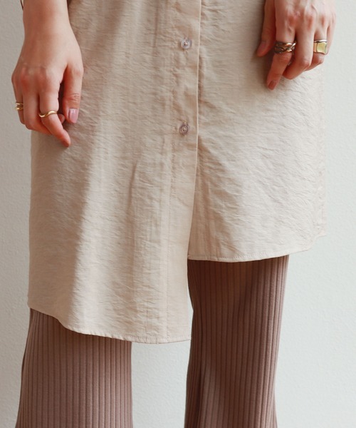 andme（アンドミー）の「シアー半袖アシンメトリーシャツワンピース（シャツワンピース・レディース・オフホワイト/ライトベージュ/ピンク/ブルー・M）」の16枚目の写真