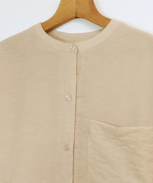 andme（アンドミー）の「シアー半袖アシンメトリーシャツワンピース（シャツワンピース・レディース・オフホワイト/ライトベージュ/ピンク/ブルー・M）」の18枚目の写真