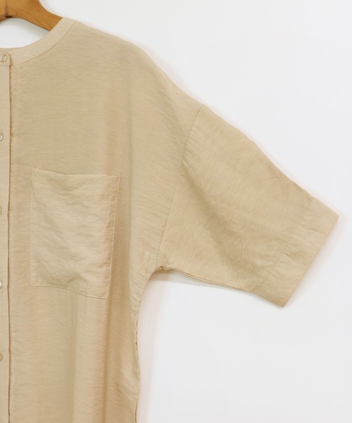 andme（アンドミー）の「シアー半袖アシンメトリーシャツワンピース（シャツワンピース・レディース・オフホワイト/ライトベージュ/ピンク/ブルー・M）」の20枚目の写真