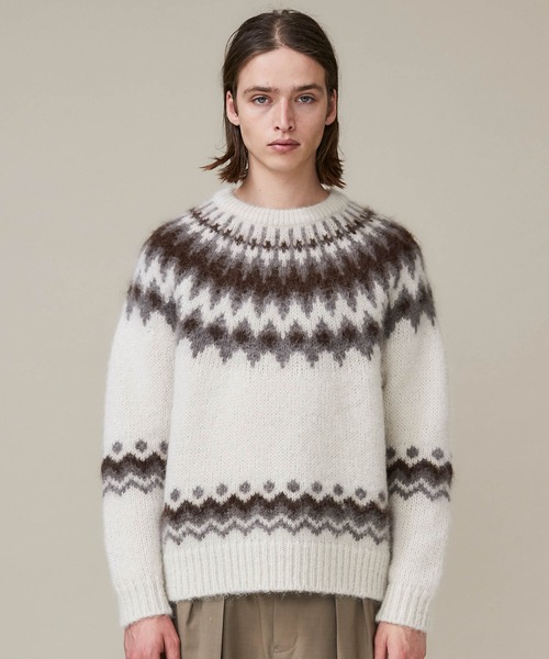 BATONER（バトナー）の「【BATONER】MOHAIR NORDIC CREW NECK/BN-20FM-052（ニット/セーター・メンズ・アイボリー/ブラック・2/3/1）」の3枚目の写真