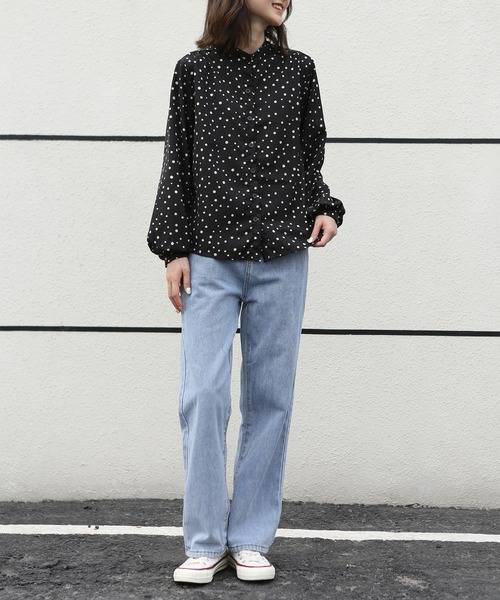 MAISON DE THERESE（メゾン ド テレーズ）の「ゆったりルーズオーバー&ドット柄ブラウス（シャツ/ブラウス・レディース・ホワイト/ブラック・M/XL/L/SMALL）」の8枚目の写真