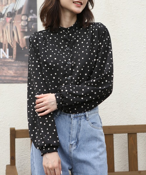 MAISON DE THERESE（メゾン ド テレーズ）の「ゆったりルーズオーバー&ドット柄ブラウス（シャツ/ブラウス・レディース・ホワイト/ブラック・M/XL/L/SMALL）」の7枚目の写真