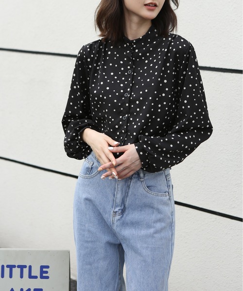 MAISON DE THERESE（メゾン ド テレーズ）の「ゆったりルーズオーバー&ドット柄ブラウス（シャツ/ブラウス・レディース・ホワイト/ブラック・M/XL/L/SMALL）」の5枚目の写真