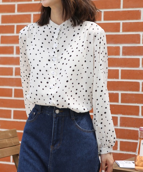 MAISON DE THERESE（メゾン ド テレーズ）の「ゆったりルーズオーバー&ドット柄ブラウス（シャツ/ブラウス・レディース・ホワイト/ブラック・M/XL/L/SMALL）」の20枚目の写真
