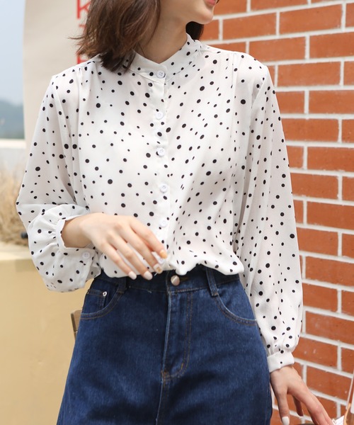 MAISON DE THERESE（メゾン ド テレーズ）の「ゆったりルーズオーバー&ドット柄ブラウス（シャツ/ブラウス・レディース・ホワイト/ブラック・M/XL/L/SMALL）」の21枚目の写真