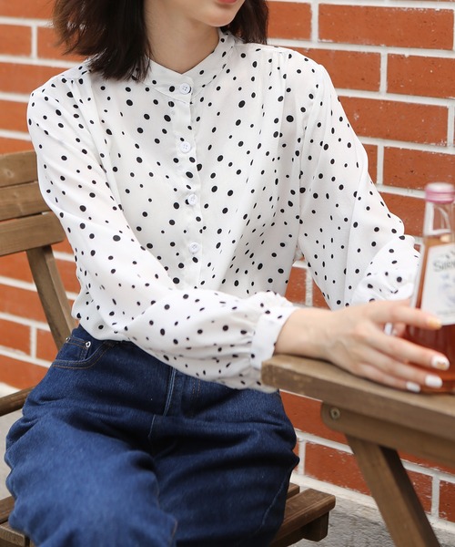 MAISON DE THERESE（メゾン ド テレーズ）の「ゆったりルーズオーバー&ドット柄ブラウス（シャツ/ブラウス・レディース・ホワイト/ブラック・M/XL/L/SMALL）」の22枚目の写真