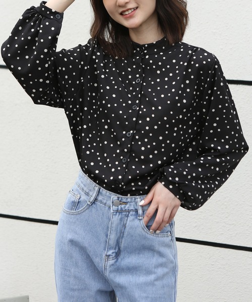 MAISON DE THERESE（メゾン ド テレーズ）の「ゆったりルーズオーバー&ドット柄ブラウス（シャツ/ブラウス・レディース・ホワイト/ブラック・M/XL/L/SMALL）」の16枚目の写真