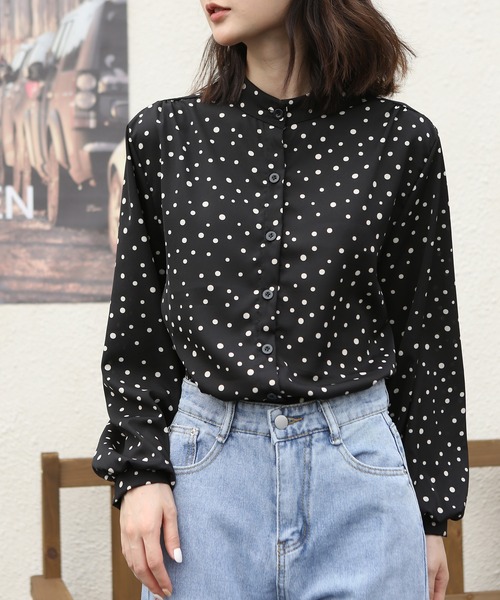 MAISON DE THERESE（メゾン ド テレーズ）の「ゆったりルーズオーバー&ドット柄ブラウス（シャツ/ブラウス・レディース・ホワイト/ブラック・M/XL/L/SMALL）」の12枚目の写真