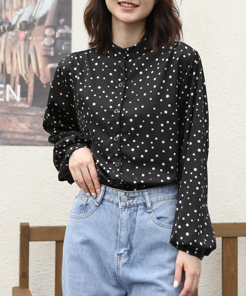 MAISON DE THERESE（メゾン ド テレーズ）の「ゆったりルーズオーバー&ドット柄ブラウス（シャツ/ブラウス・レディース・ホワイト/ブラック・M/XL/L/SMALL）」の13枚目の写真