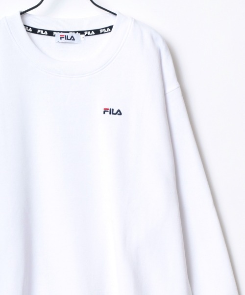 FILA（フィラ）の「FILA/フィラ 裏起毛 ロゴ ワンポイント刺繍 スウェット レディース メンズ トレーナー（スウェット・メンズ・ホワイト/ブラック/ネイビー/モカ/グレー/カーキ/ブルー・LL/M/L）」の2枚目の写真