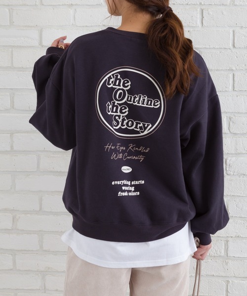 SpRay(スプレイ)の「裏起毛BACKサークルロゴプルオーバー(Tシャツ/カットソー・レディース・チャコールグレー/グレイッシュベージュ/ライトグリーン/ブルー・FREE)」の1枚目の写真