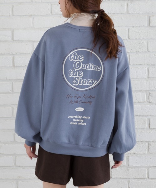 SpRay(スプレイ)の「裏起毛BACKサークルロゴプルオーバー(Tシャツ/カットソー・レディース・チャコールグレー/グレイッシュベージュ/ライトグリーン/ブルー・FREE)」の4枚目の写真